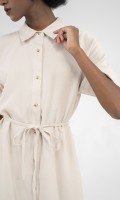 SIXDO Shirtwaist Raw Midi Dress